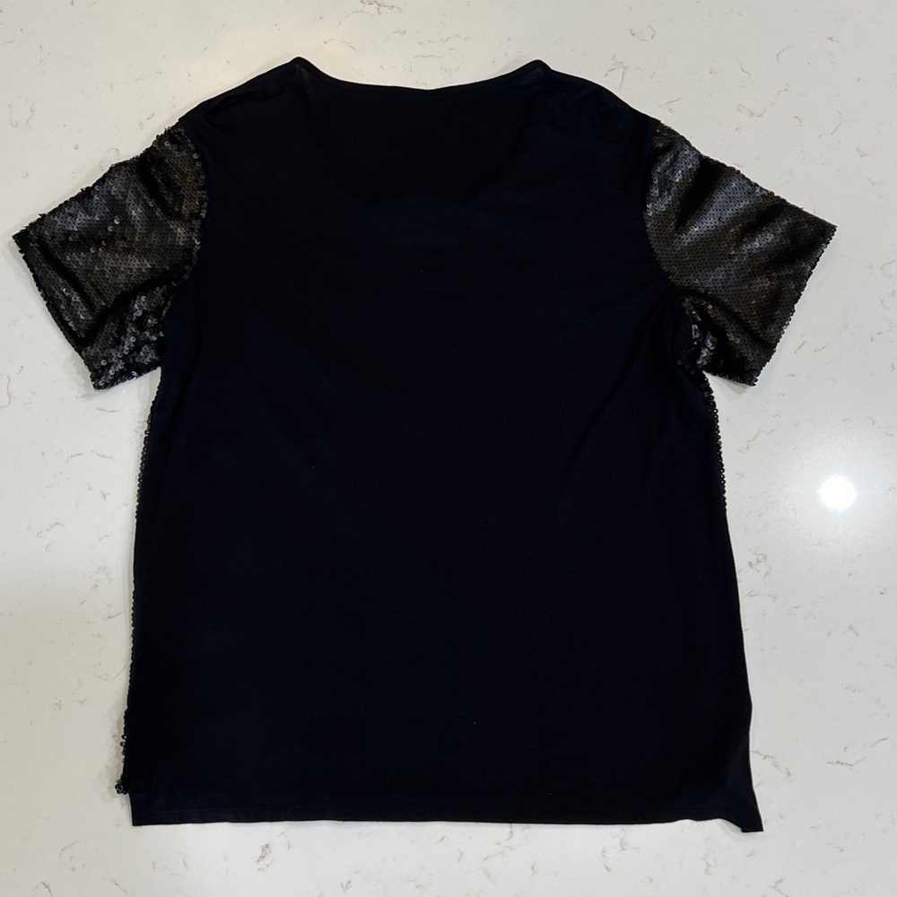 Worthington Black Sequin Short Sleeve Top Size Small NWT - Picture 2 of 8